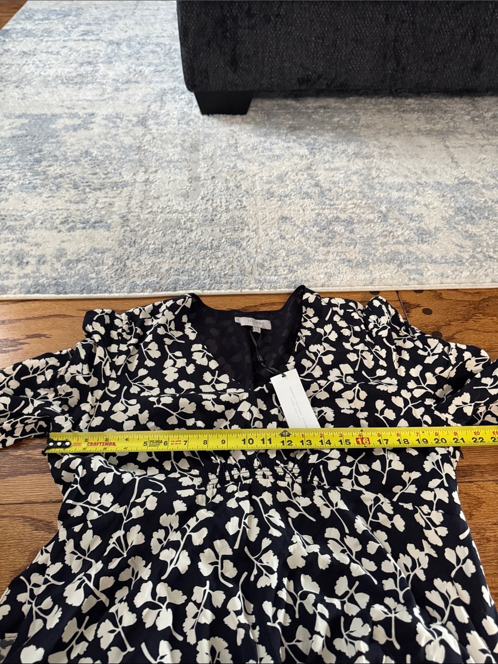 NWT HOBBS Bonnie Dress Midi Navy Cream Size 14 - Picture 9 of 10